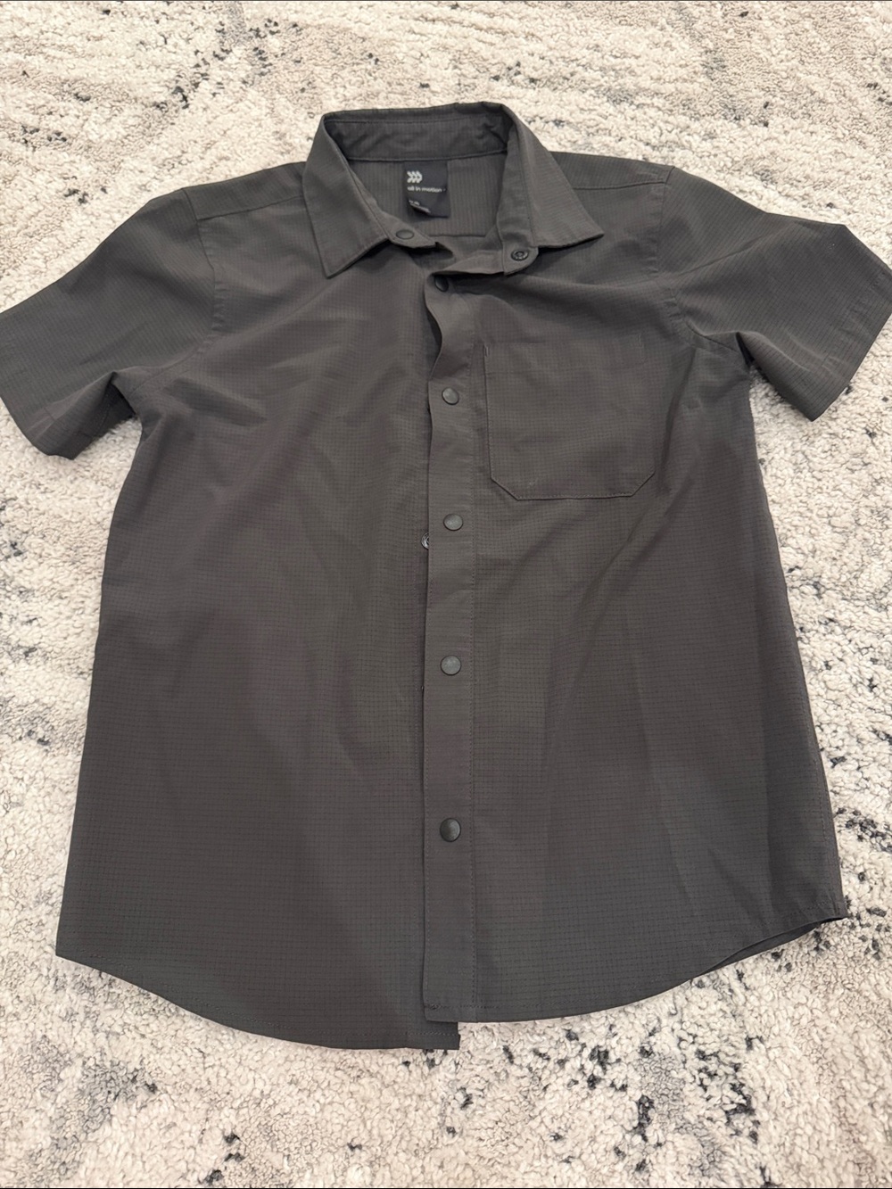 Boys Short-Sleeve Casual Button-Up Shirt - Charcoal